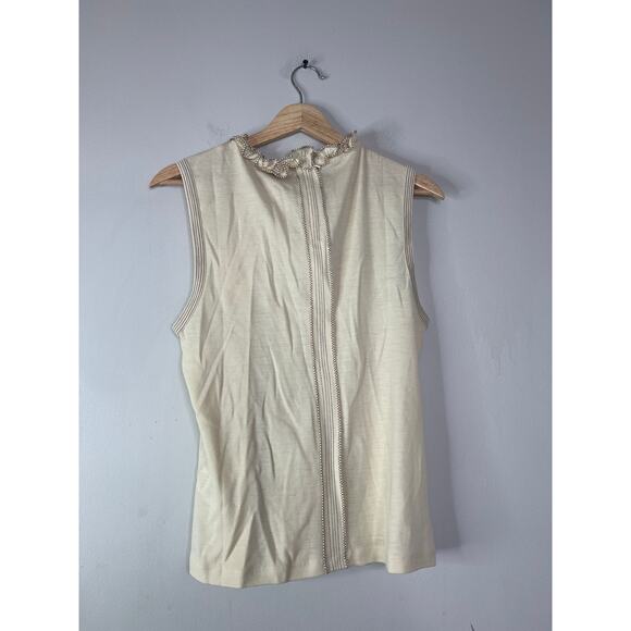 NWT Ulla Johnson Brea Ruffle Sleeveless Contrast Lightweight Wool Top Pearl - Picture 7 of 8